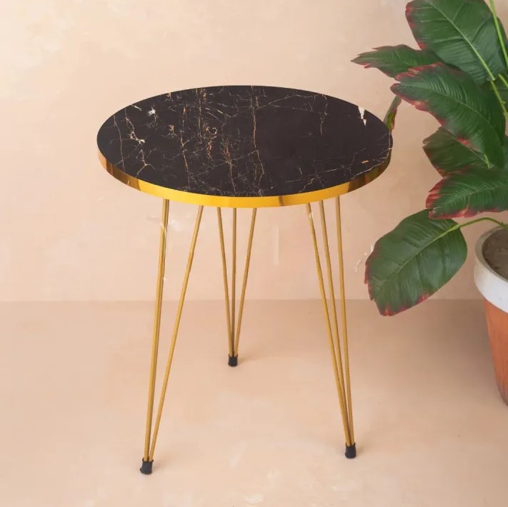 MDF Wood Daisy Nesting Table With Metal Stand - Set of 3 Round table Table - Decoration coffee table - Daisy coffee table - dining table Nesting table set - Side Table Coffee Table - Also Best For Decor - 1 Pc  2 pc  Set Of 3 Coffee Tables - Side Tables
