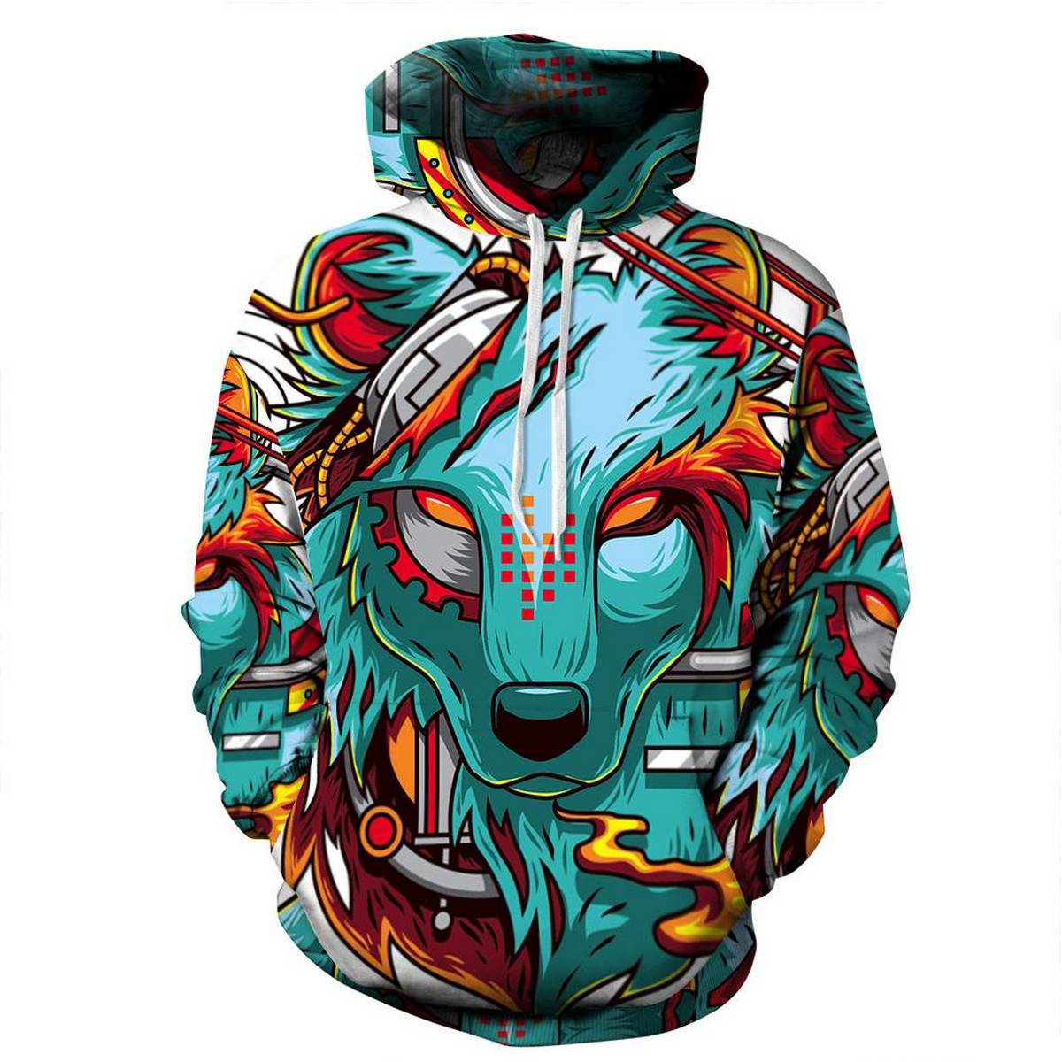 digital wolf hoodie