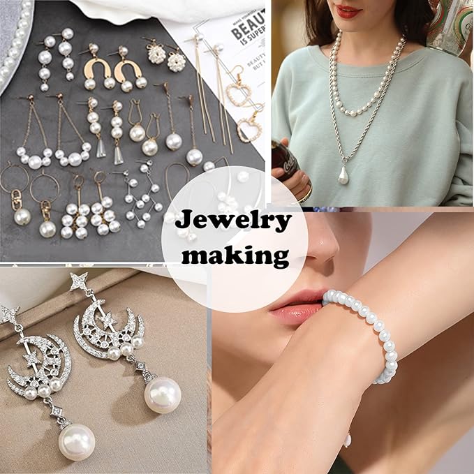 **Glossy White Pearl Beads 50 100 pcs – Elegant & Versatile for Jewelry & Crafts** by Jaweriyaz Jewelry