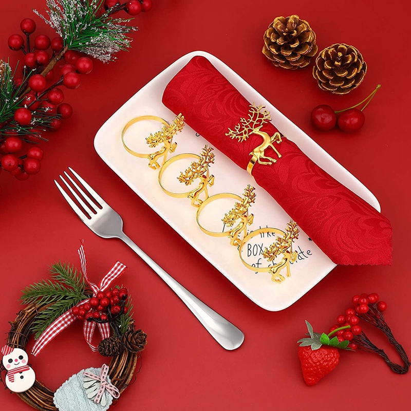Napkin Ring Hotel Tableware Christmas Deer Flower Harvest Festival