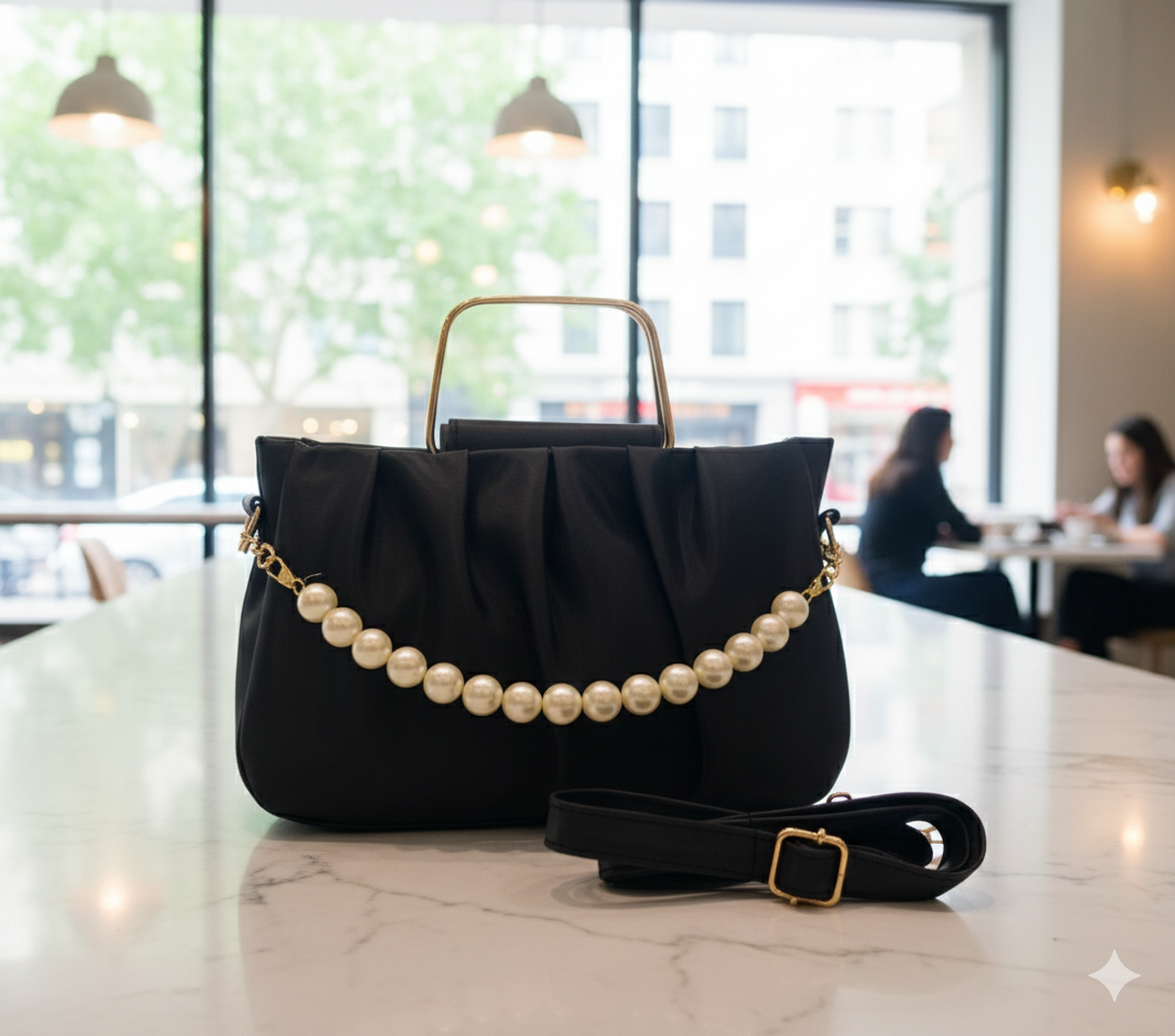 Stylish moti handel golden chain and long strap top trend stylish Elegant crossbody bag long strap for girls and women