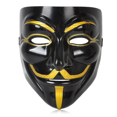 Black Anonymous Mask V for Vendetta Guy Halloween Men Cosplay Costume Collectors