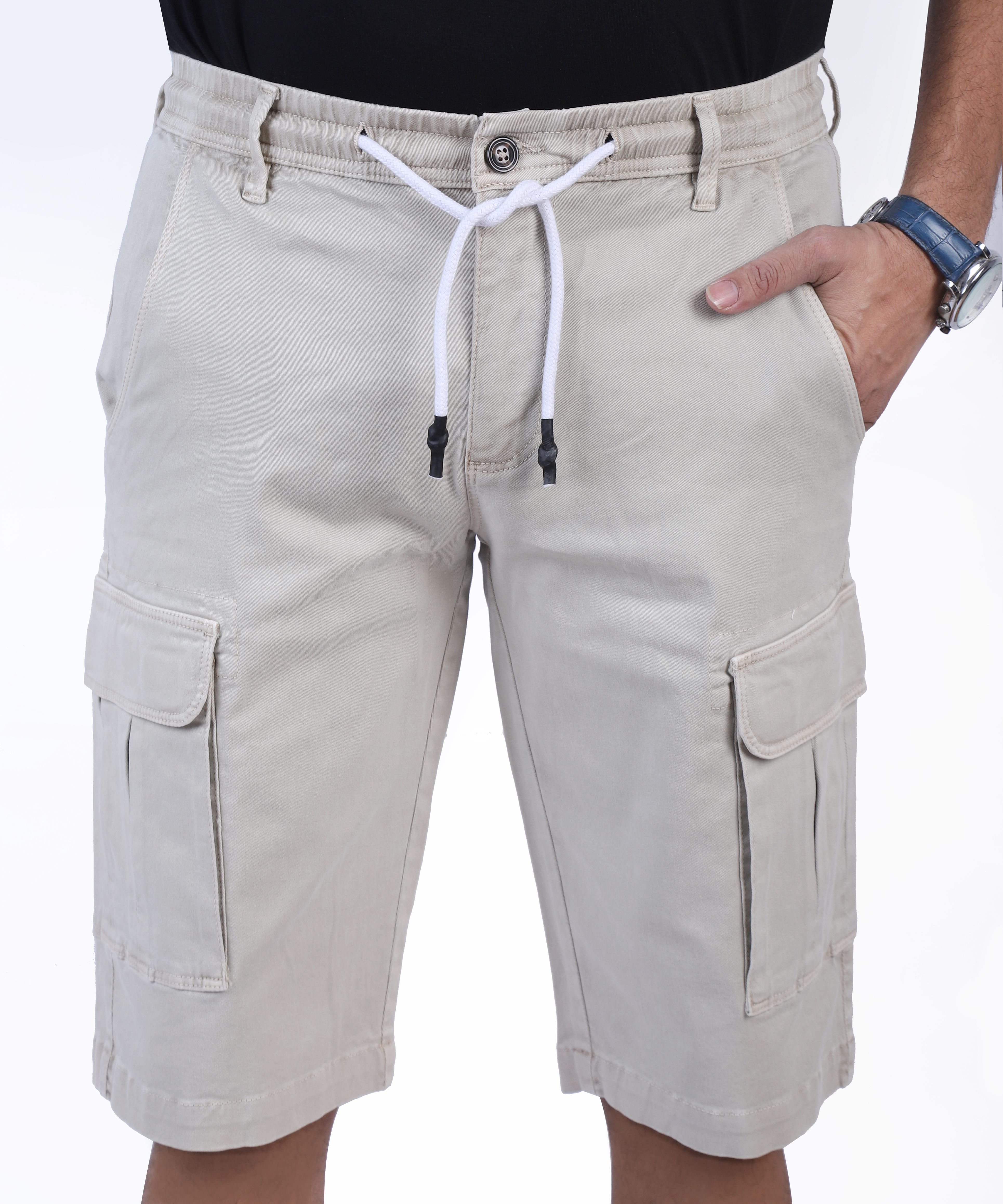 HashBack Elasticated Cargo Shorts For Men - Fashionable And Stylish Men's Summer Wear, Ideal For Wash-And-Wear