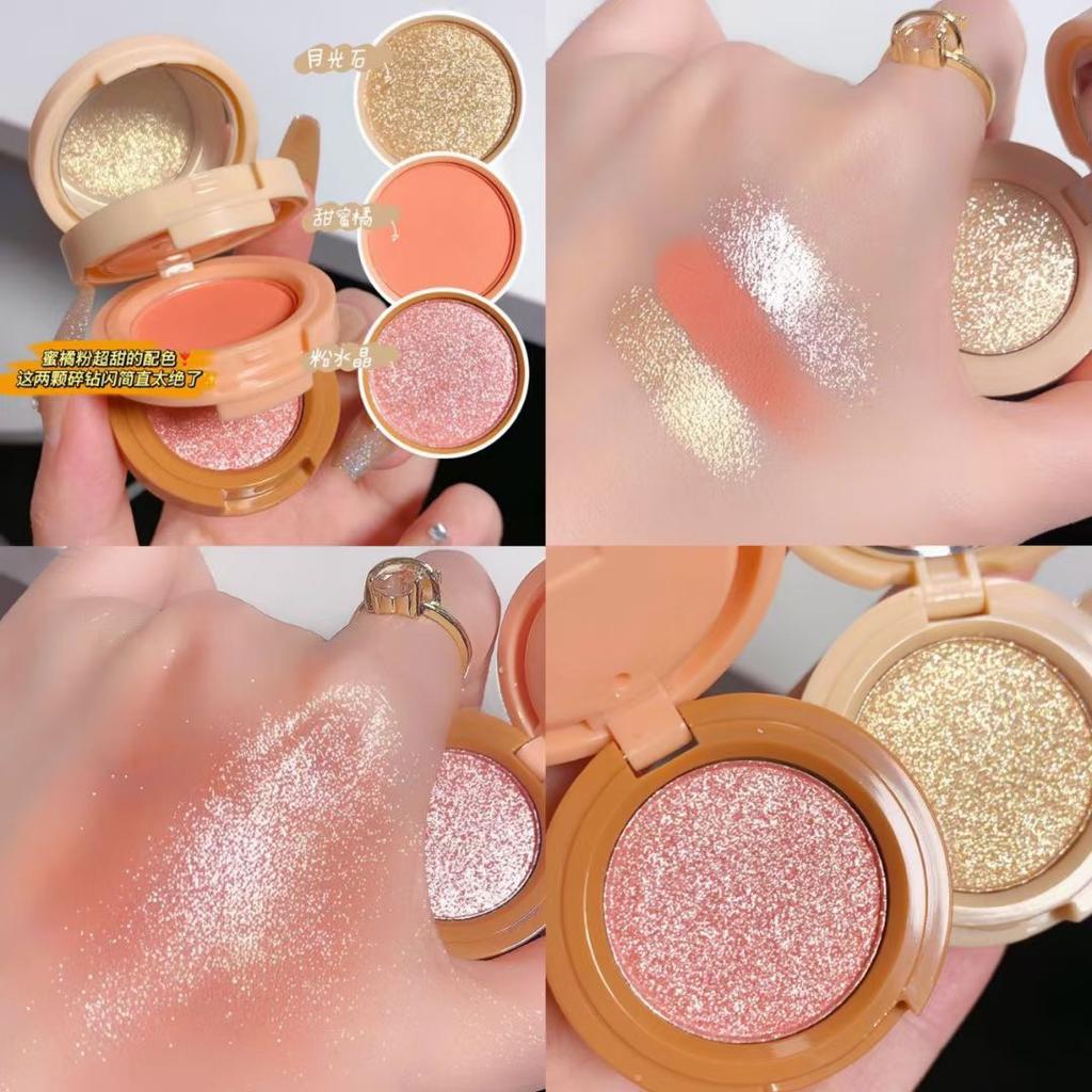 3 In 1 Matte Highlighter Elmay Blush Palette Pearly Blush Shiny Eye Shadow