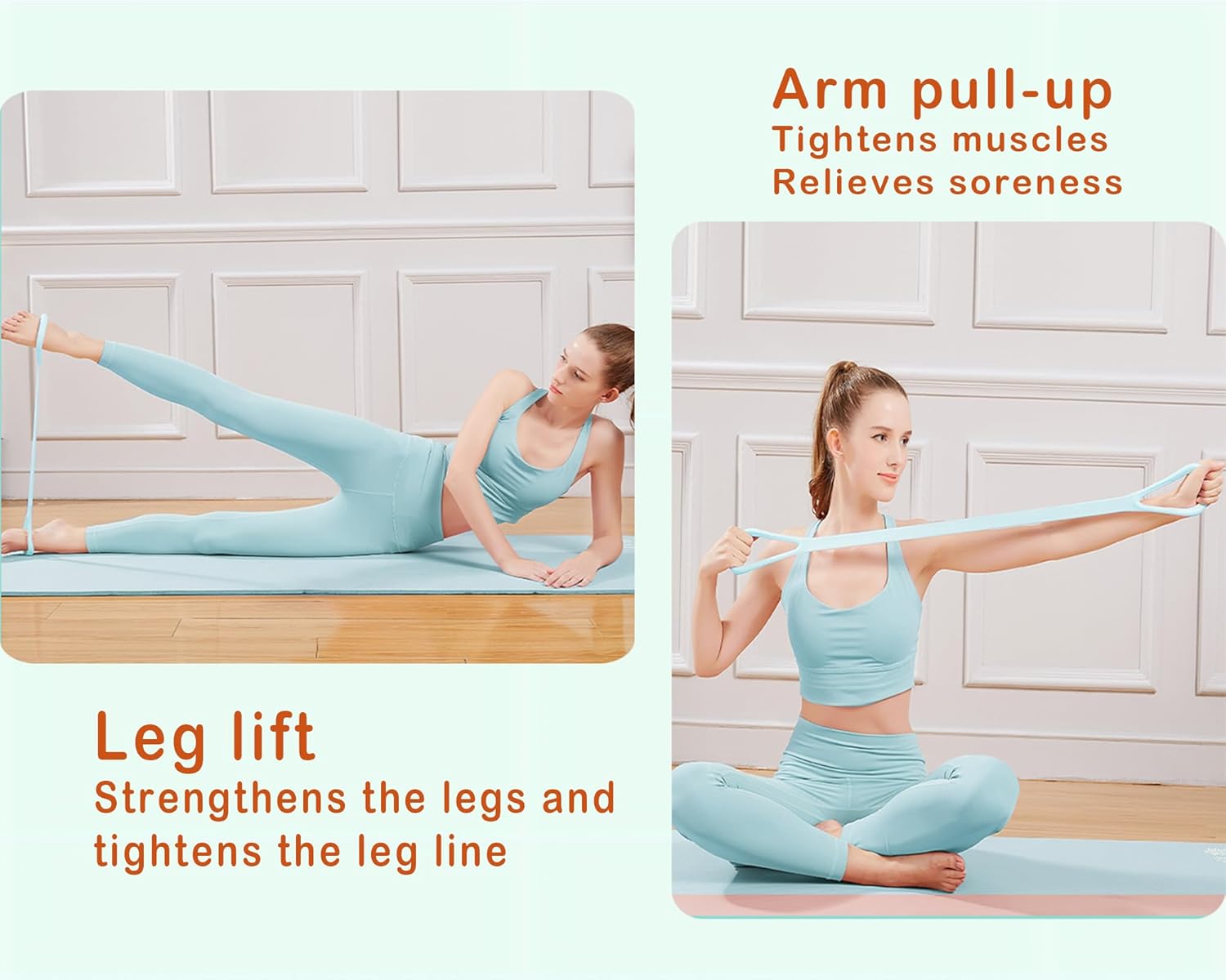 Yoga Belt 8-Figure Stretching Strap – Elastic Resistance Band for Shoulder Opening, Back Stretching & Full Body Workout | Yoga, Fitness, Flexibility Training & Exercise Stretch Band