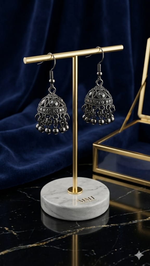 Silver Antique Style Golden Jhumki/Earrings For Girls & Woman