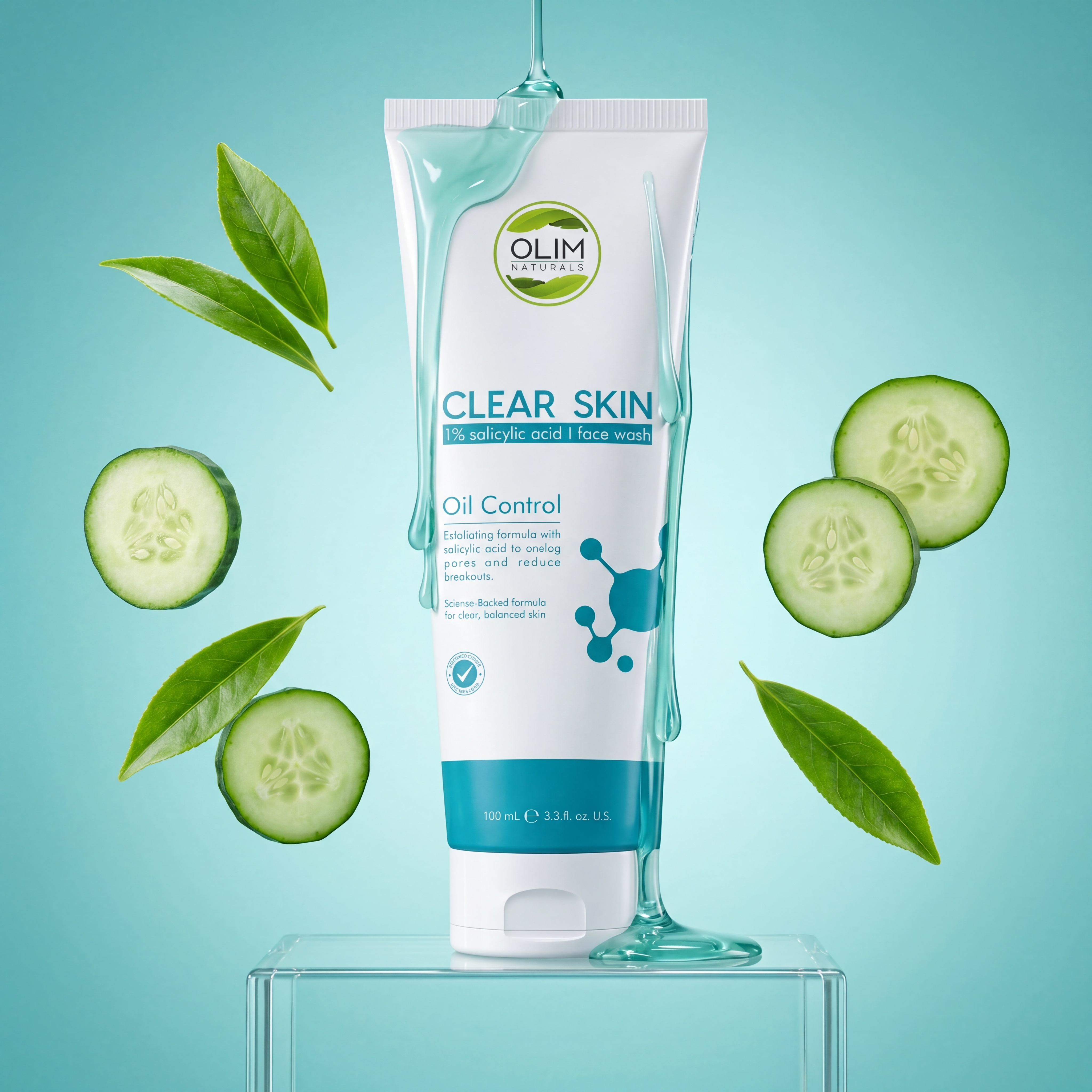 OLIM NATURALS - Salicylic Acid Face Wash: Blemish-Busting, Oil-Balancing, Clarifying, Exfoliating Cleanser for Acne-Prone Skin 100 ML