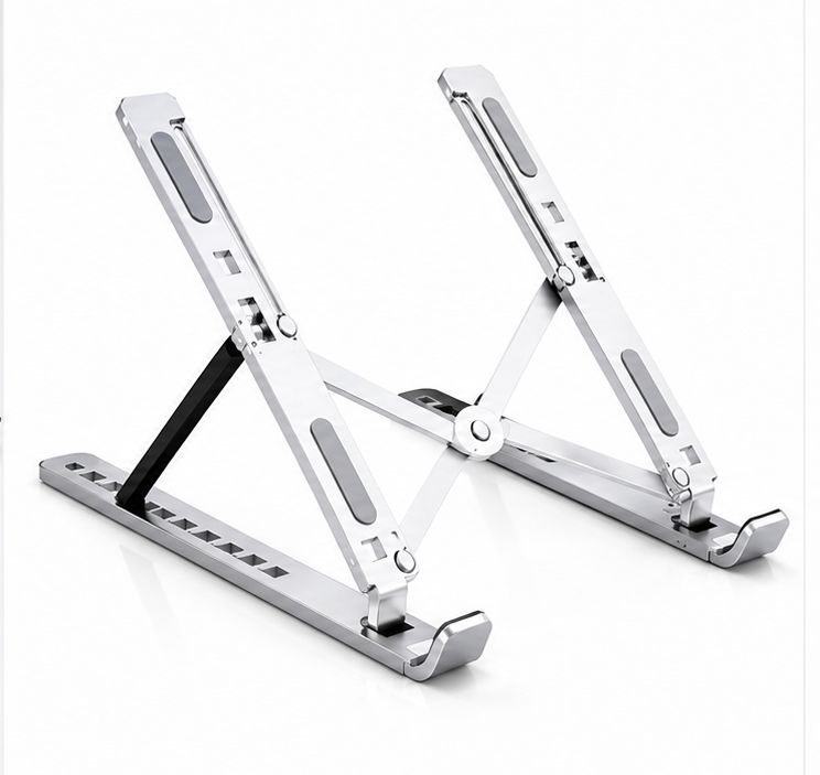 Laptop Cooling Stand Dual Single Fan Detachable Aluminium Adjustable 7 Gear Height Foldable Portable Anti Slip Rubber Grip Full Metal Body Ergonomic Notebook Riser Holder For Makbook Gaming PC Tablet Silver Black Office Home Desk Study Table Use