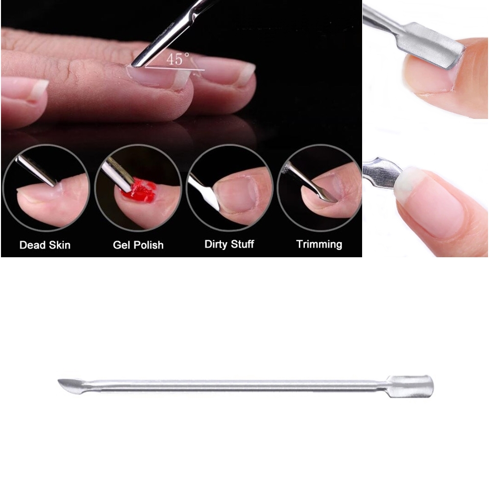 Steel Nail Cuticle Pusher Nail Dead Skin Nail Polish Gel Dry Skin Remover Trimmer Manicure Pedicure Tool