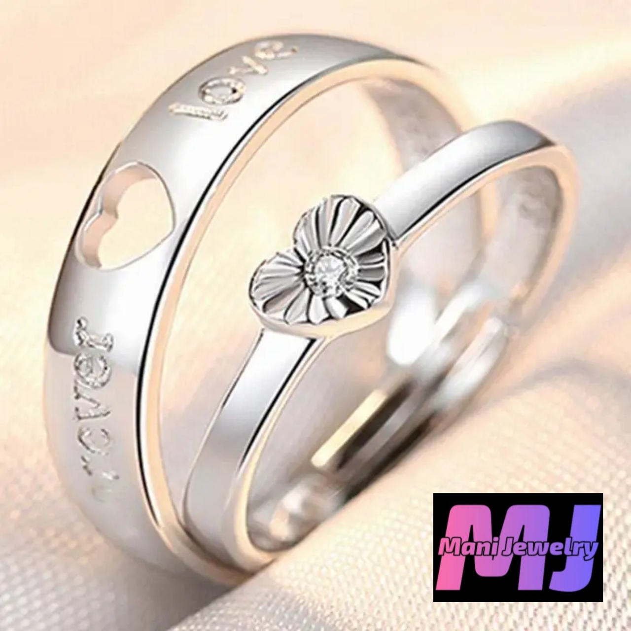 Mani Jewelry Couple Rings Adjustable Wedding Jewelry For Women Men Romantic Promise Wedding Anniversary Jewelry Gift
