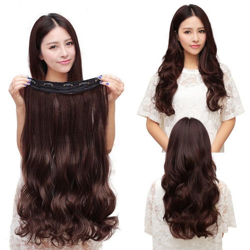 30 Inch Curly 5 clip hair extension for girls and women-  Natural Brown Realistic Look, Soft & Fashionable