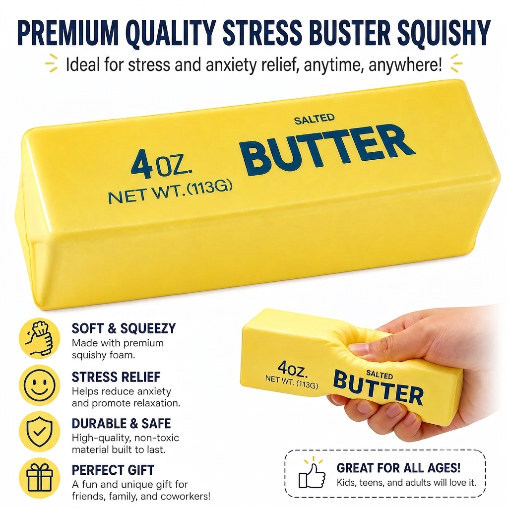 Butter Stick Squishy Stress Relief Fidget Toy (4 oz).PACK OF 1