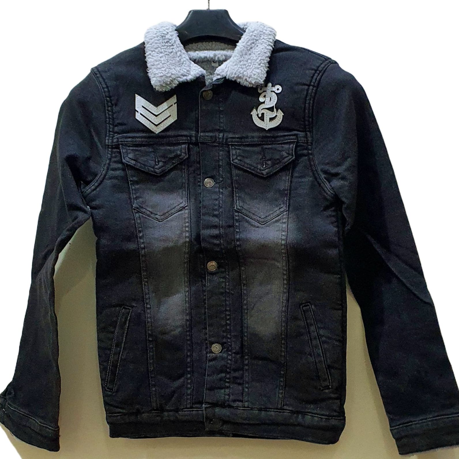 Denim Jacket with Fur motif for Men