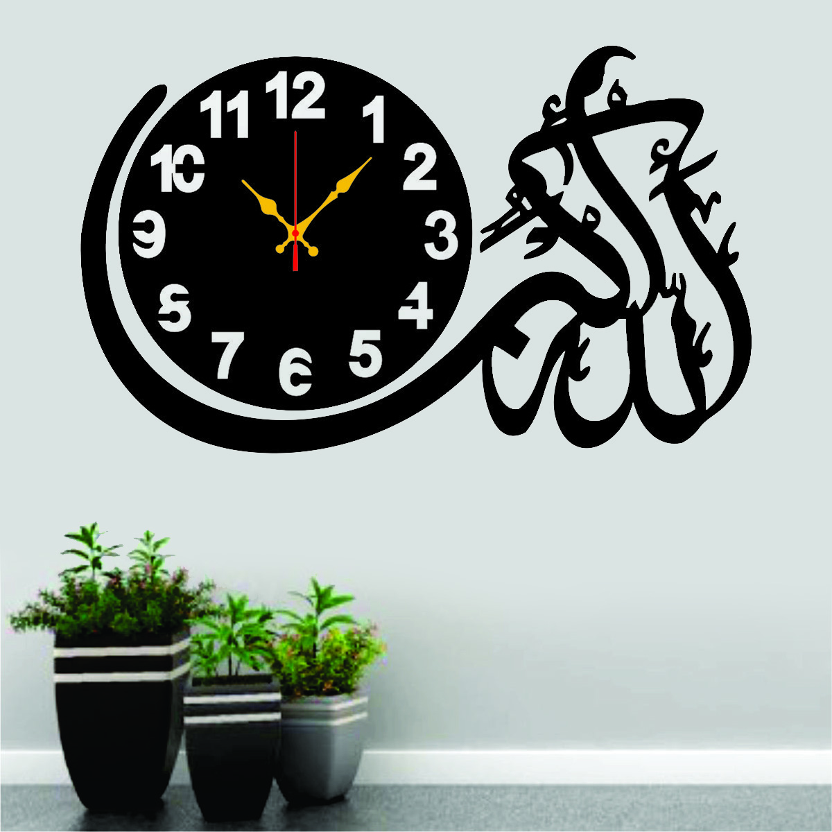 Islamic Wooden Wall Clock with 3D Butterfly Shelf - Quartz Home Decor Gift
