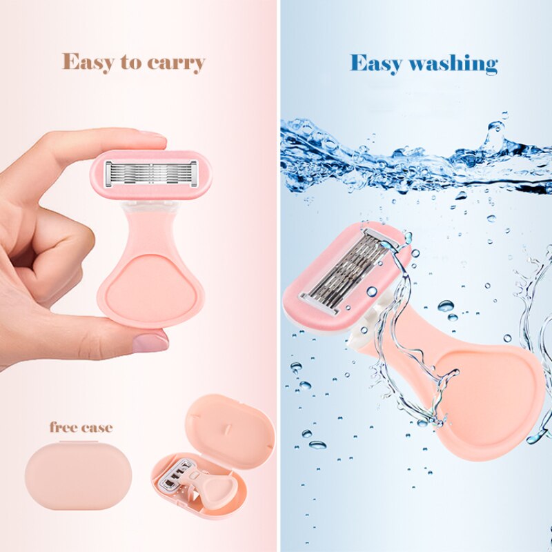 New 6-Layer Blade Lady Razor Women Razor Mini Portable Shave Mane Leg Hair Private Body Manual Razor With Case
