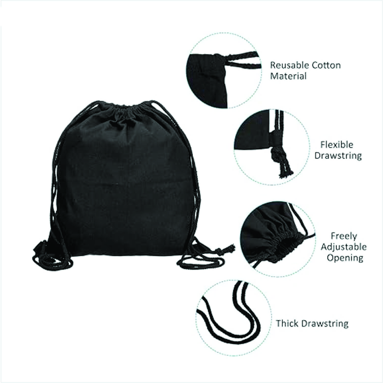 Printed Cotton Drawstring Backpack Gym Sack Canvas Cinch Sport for Men, Women Bags