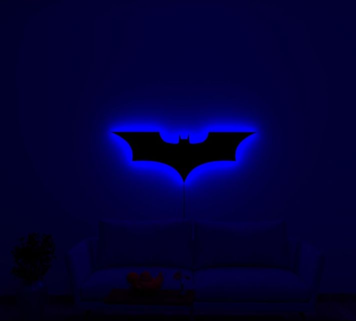 BATMAN SHAPE LED WALL LED LAMP WOODEN THICKNESS 9MM ||  GAMING ROOM DECOR WALL LED LAMP