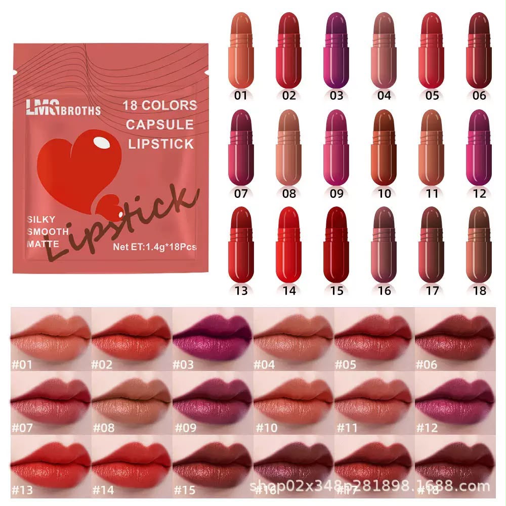LMG BROTHS Capsule Lipstick Set – Silky Smooth Matte Finish Mini Lipstick Pods (Travel Size & Portable)