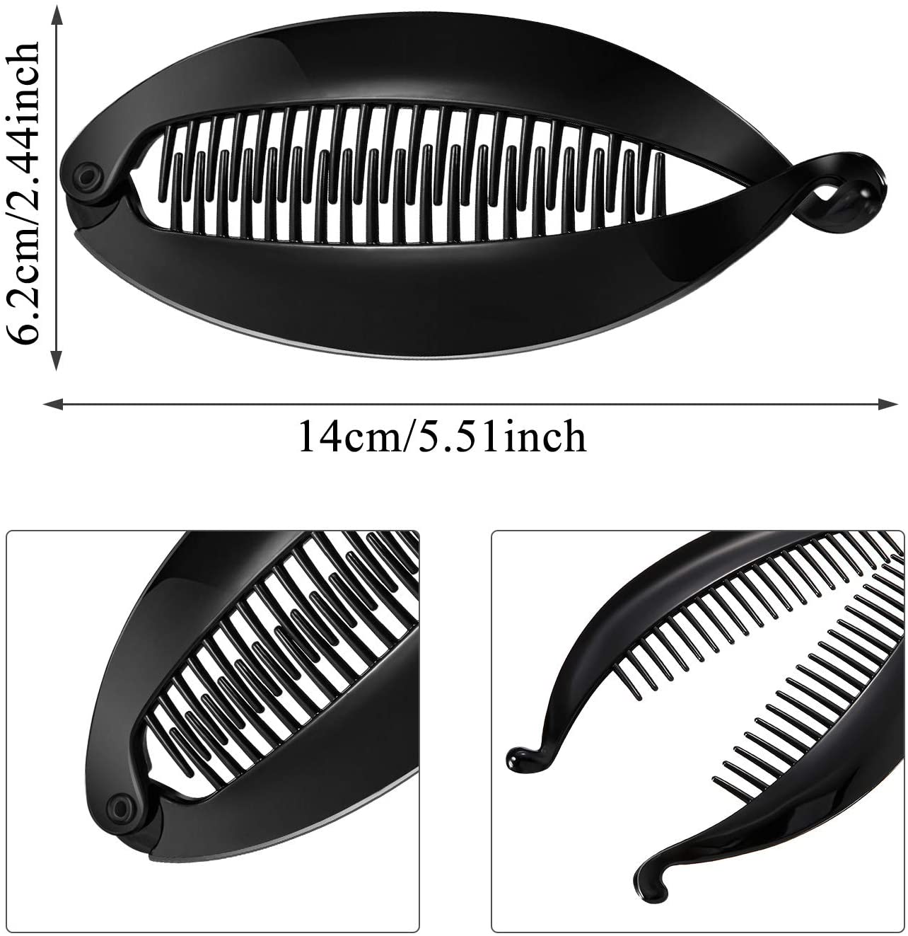 6pack Open Combs Banana Combs Banana Clips Grip Combs Fish Hair