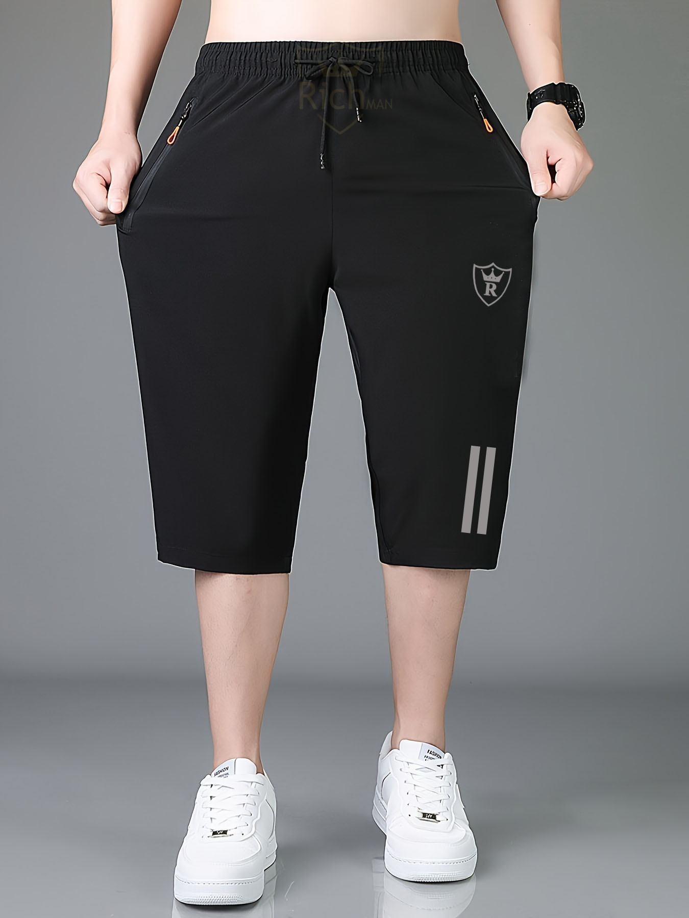 Men's Casual Multicolor Zipper Pockets Straight Leg Loose Fit Active Shorts