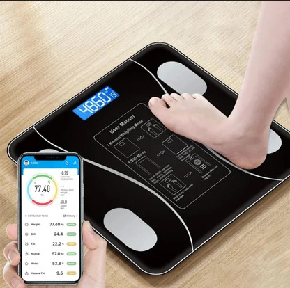 Smart Bluetooth Digital Weight Scale 180KG | Body Fat BMI Body Composition Analyzer | Electronic Weighing Machine with Mobile App | LCD Display | Tempered Glass Bathroom Weight Scale