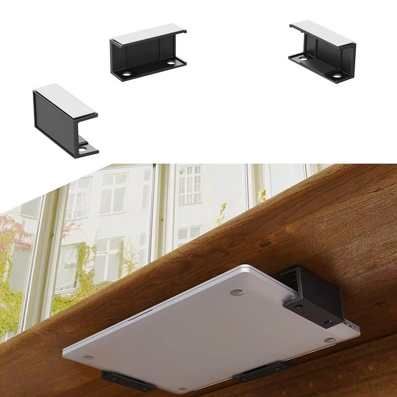 Metal Laptop Mount Under Desk Shelf Holder for Notebooks, Tablets, Cable Boxes, Modems, Smart TV Boxes