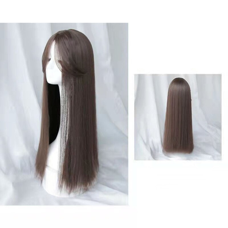 Imported quality full head wig for girls n women's matte finish - brown color