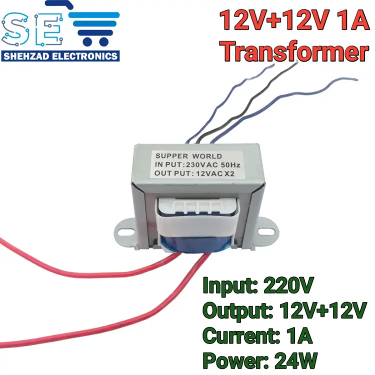 Power Transformer AC 220V to 12V +12V 1A 24W Copper Core