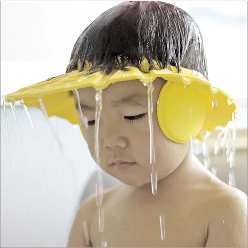 [High Quality] Baby Shower Cap Adjustable Hair Wash Hat for kids Ear Protection