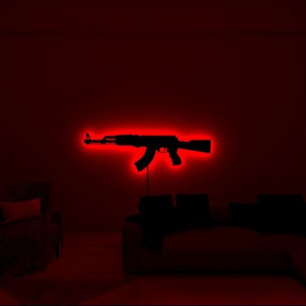 AK-47 Shaped LED Wall Light with Multicolor Options and Plug-in Design for Gaming Room Decor