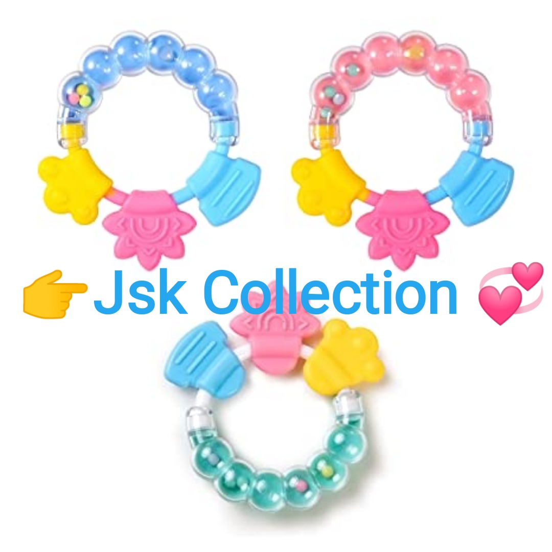 Baby Rattle Teether Toy Silicone Teething Ring Shaking Bell Newborn