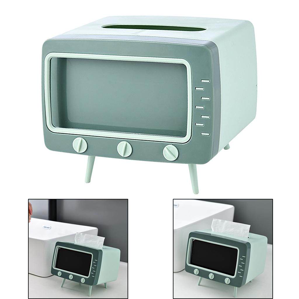 Tv Tissue Box + Mobile Phone Stand Desktop Tissue Napkin Holder Case
