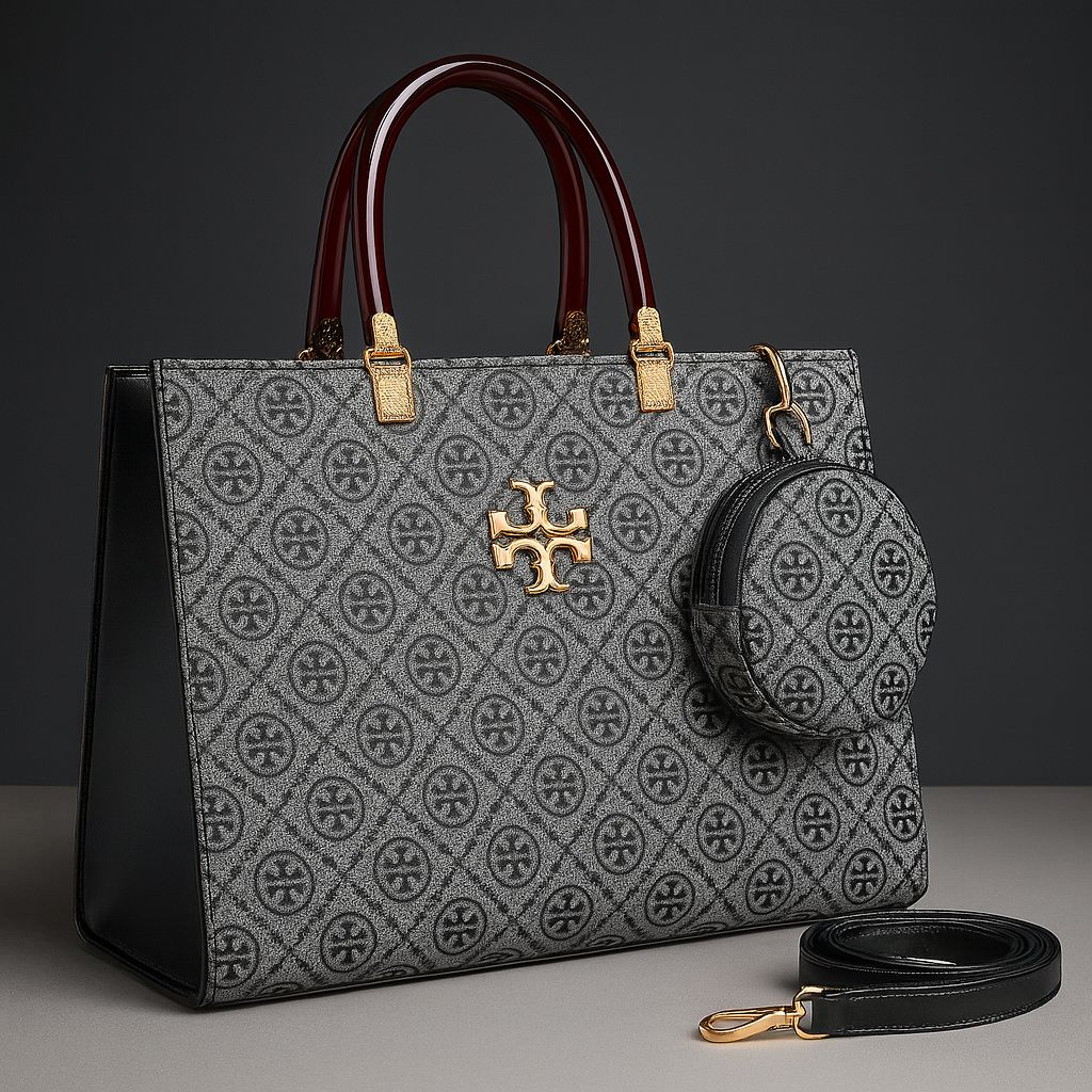 Luxury Pattern Tote Bag with Mini Pouch – Elegant Designer-Inspired Handbag for Women