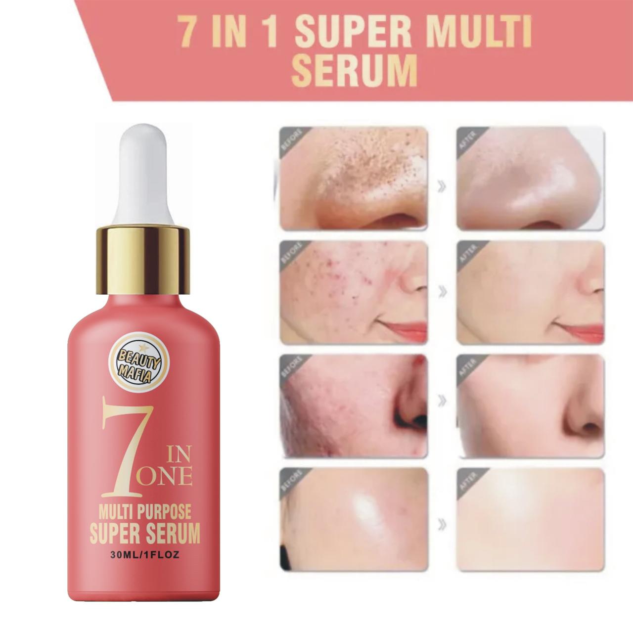 Beauty Mafia 7in1 Multi Purpose Whitening Serum For Face | Brightening Skin ,Dark Spot Removal ,Anti Aging , Moisturising , Pore Refing , Evan Tone, Collagen Boosting Serum| 30ml