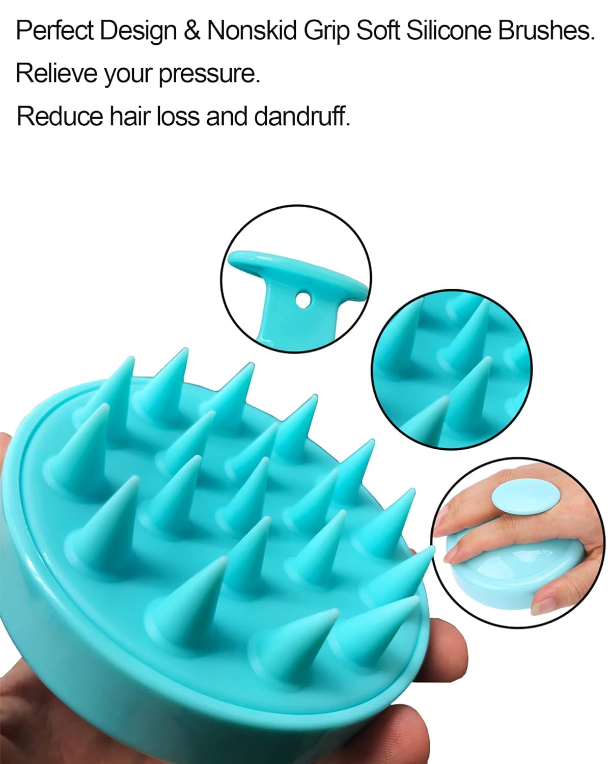 Silicone Scalp Massager Brush - Gentle Shampoo & Shower Comb for Dandruff Removal, Manual Head Scrubber for Wet/Dry Hair Care