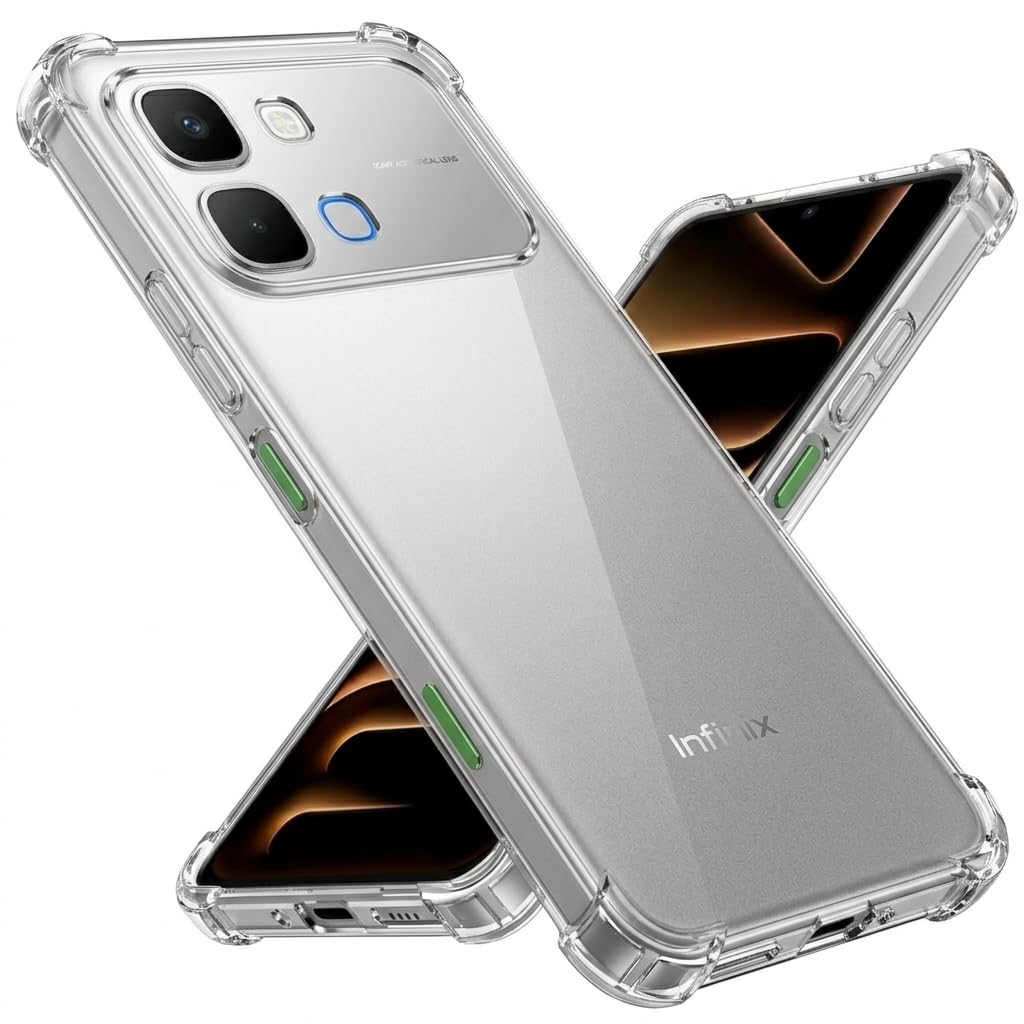 Infinix Note Edge Transparent Back Cover – Soft Silicone Clear Case with Shockproof Corner Bumper Protection
