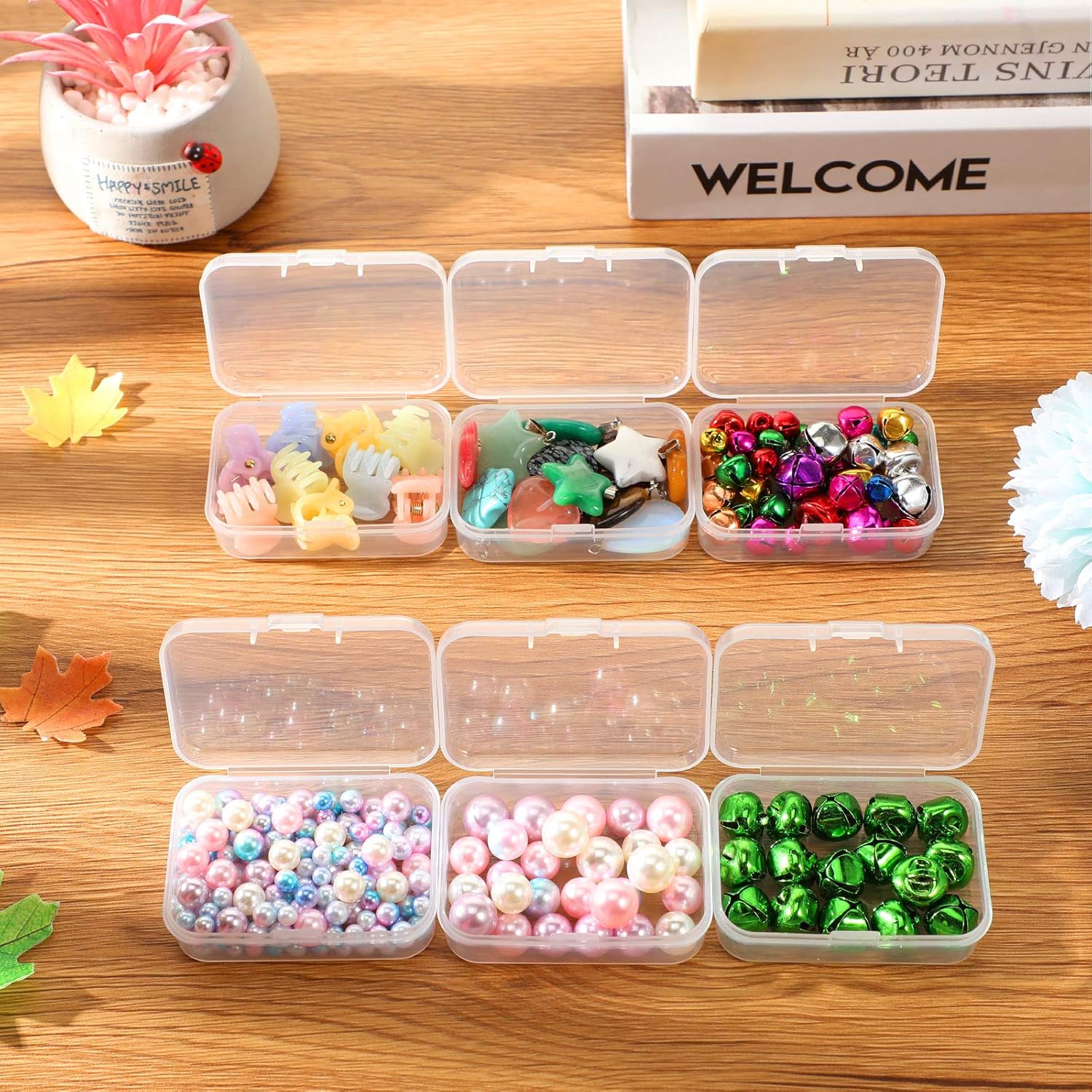 Embellet Small Plastic Jewelry Storage Box Transparent Flip Portable Pill Container Jewelry Holder Packaging Earrings Display Case