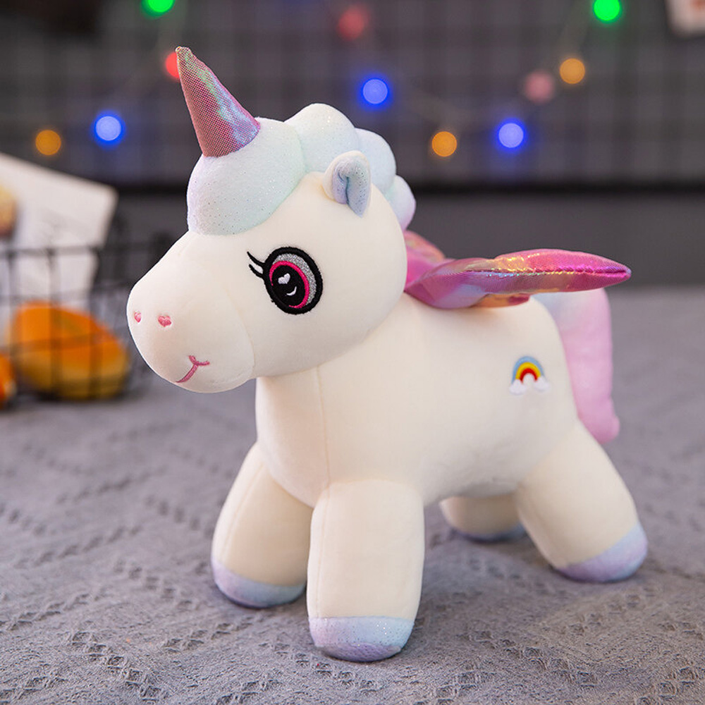 Fantasy-Style Unicorn Plush Toy with Rainbow Wings, Soft Stuffed Animal for Kids - 30cm