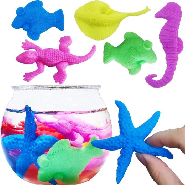 Pack Of 100 Sea Animals Water Growing Magic Toy For Kids | Ocean Animal Water Expandable Growing Toy | Magic Sea Animals Grow In Water | Colorful Water Growing Animals For Boys Girls | Fun Educational Toy Party Favors Gift