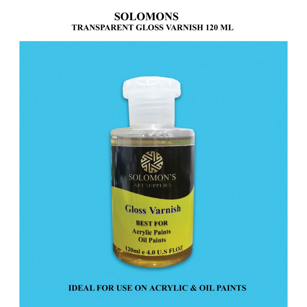 Solomons - Gloss Varnish , Acrylic Transparent Gloss Varnish 120ml