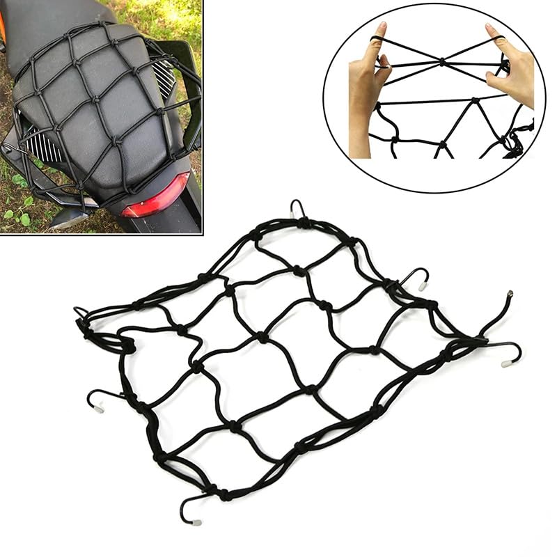Motorcycle Cargo Net Helmet Mesh Luggage Bag Cargo Cover Seat Net 6 Hooks