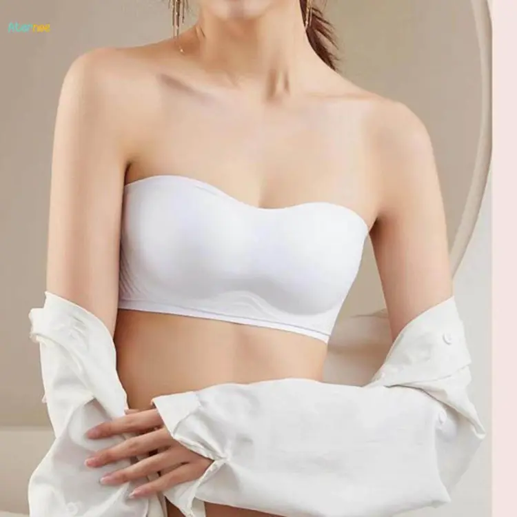 Women Strapless Bra Push up Bra with Transparent Strap Breast Lift