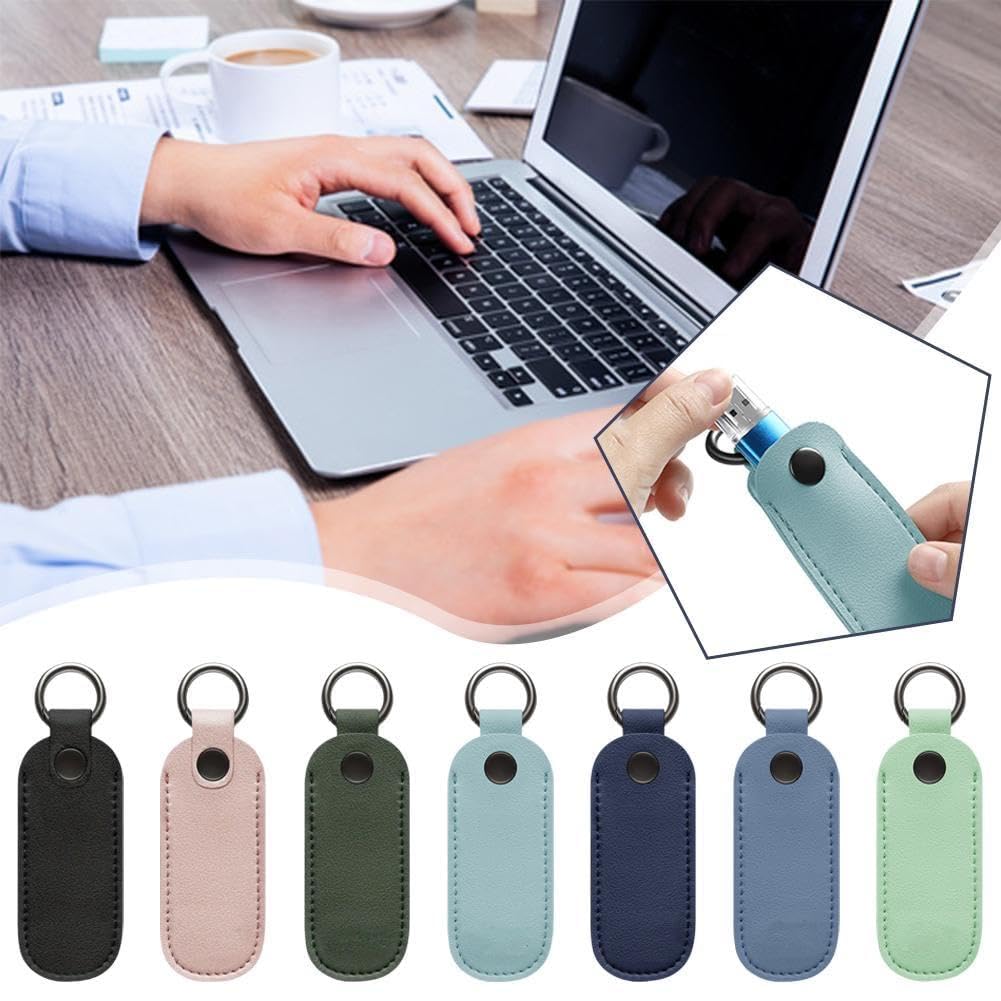 Flash Drive Casee - Flash Drive Storage Bag, Small Portable Storage Carrying Case, Leather StorageE Case, Protective Cover, Small, Multiple Uses with Key Ring for USB FlashH Drives, Car Owners
