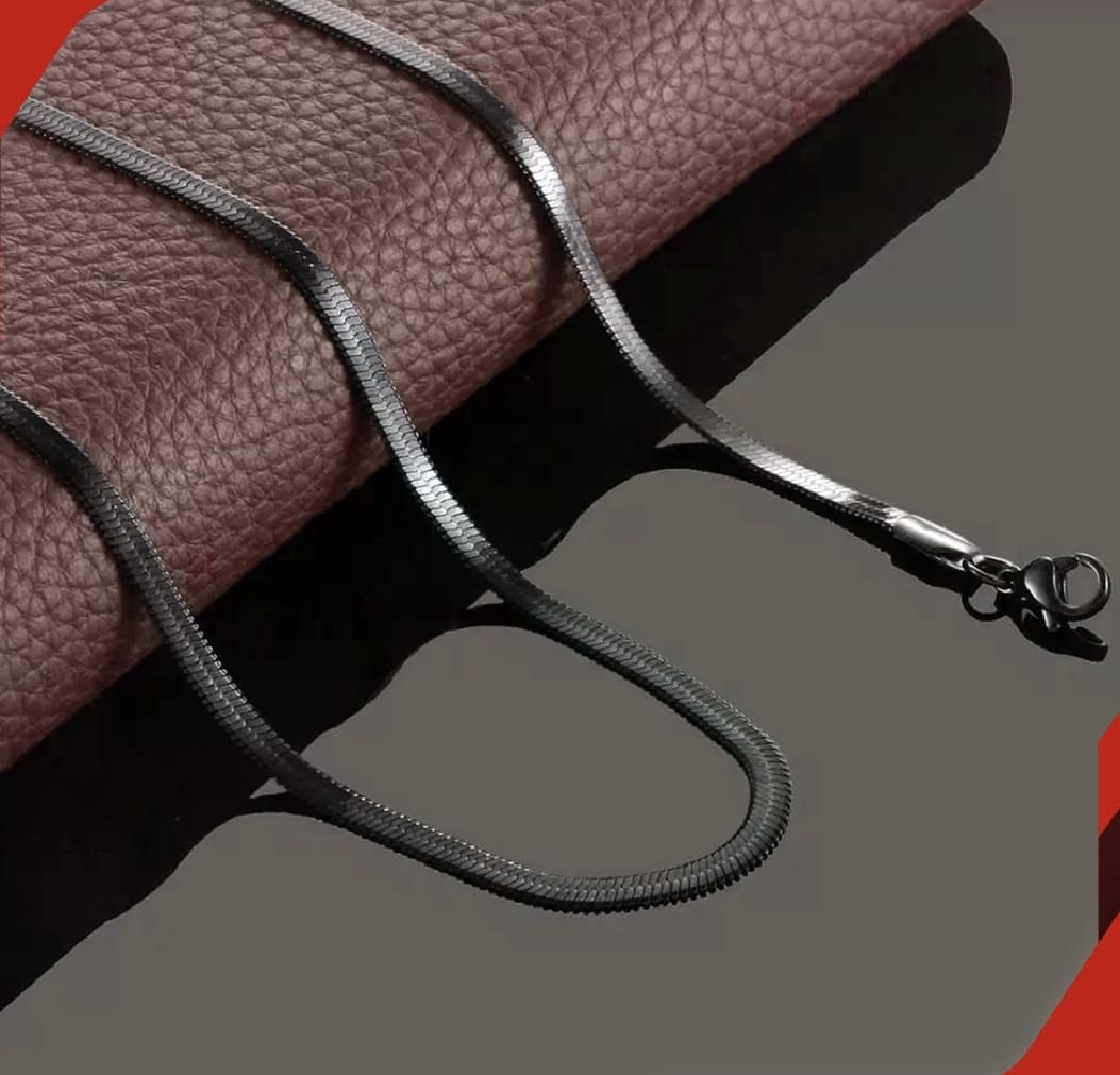 Life Time Color Warranty Snake Silver Chain 3mm /55cm, (22 Inches) in Stainless Steel  For Man