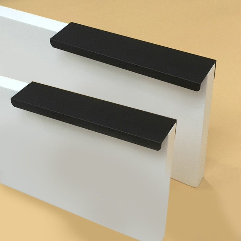 Fashion Black Hidden Handles Zinc Alloy Kitchen Cupboard Pulls Drawer Knobs Furniture