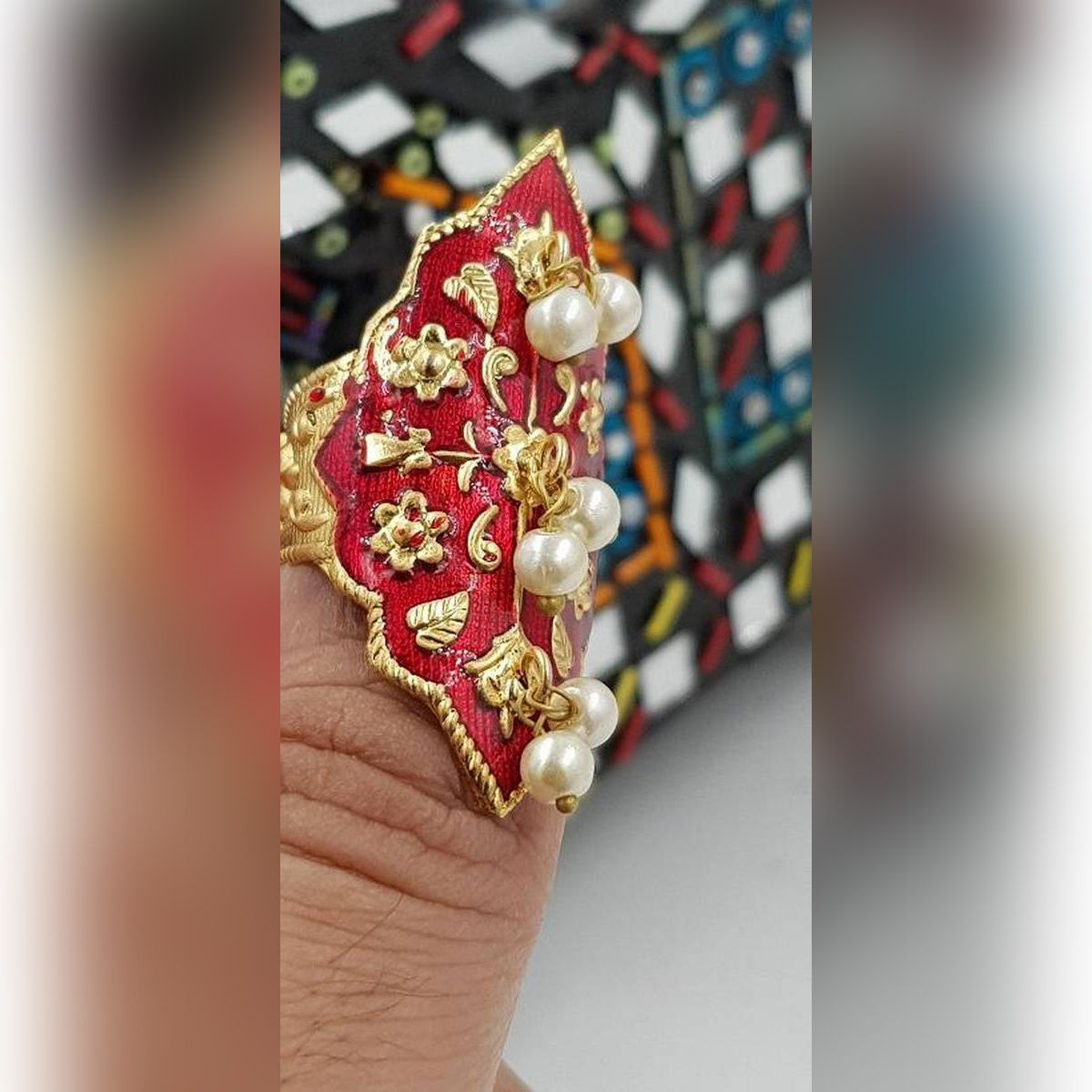 Trendy Classy Antique Vintage Handmade Meenakari Adjustable Ring