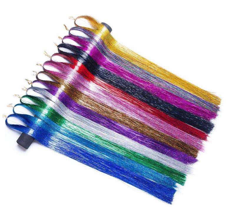 Glitter Hair Tinsel Extensions | Shiny Sparkle Hair Strands | Party, Festival & Fashion Hair Accessories | Multiple Colors