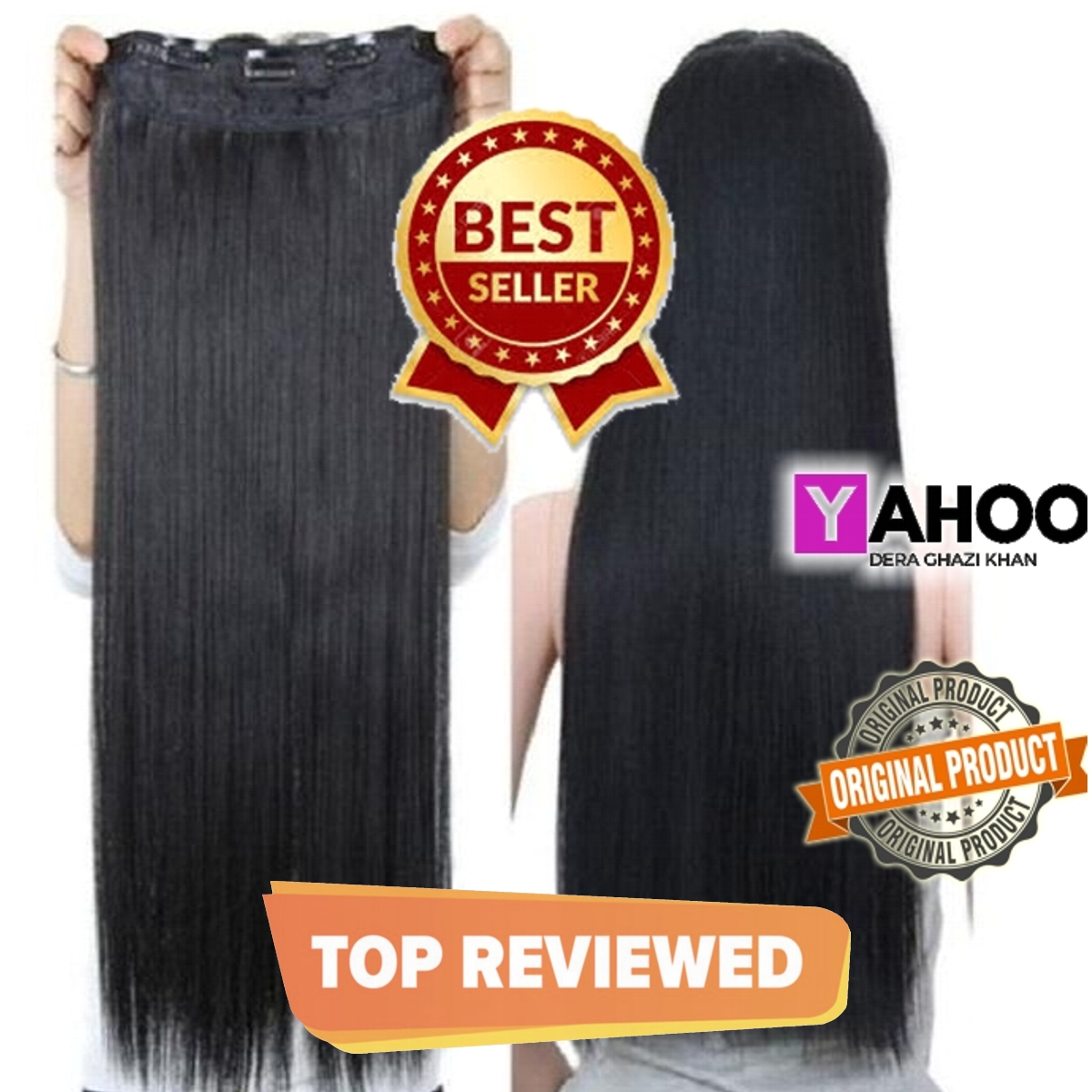 Hair Extensions for Girls 5 Clips 28 Inches Long Length Natural Black - High Quality - Premium Hair Extension