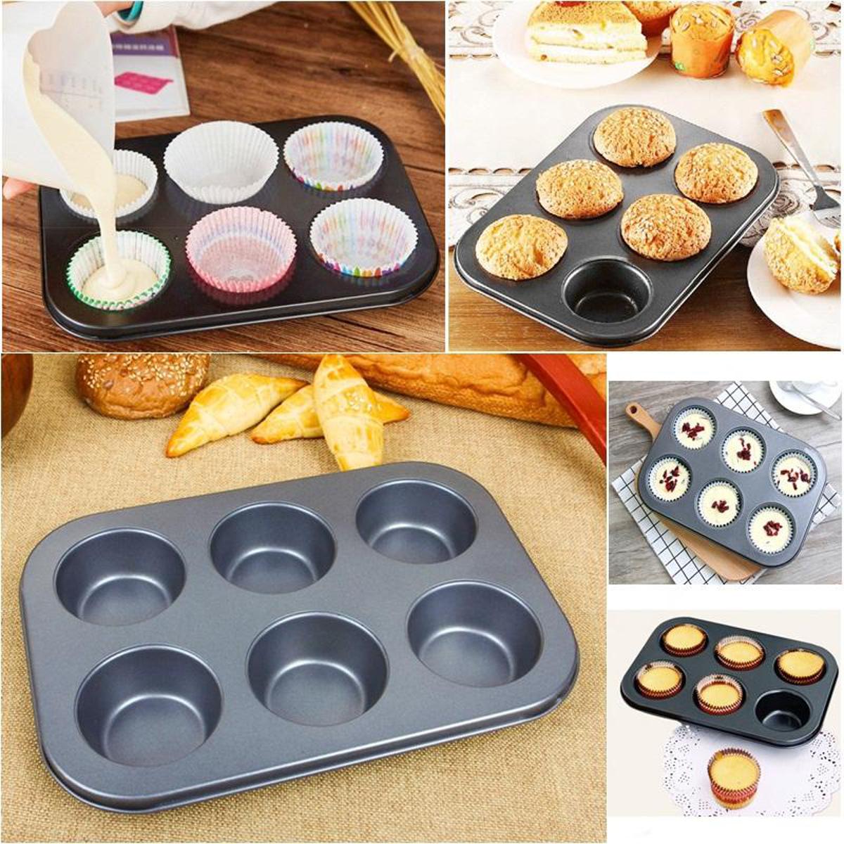 12 Cups Diy Cupcake Baking Tray Tools, Non-stick Carbon Steel Mold, Egg  Tart Baking Tray, Muffin Cake Mould, Round Biscuit Pan, - Temu