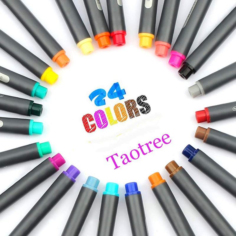 Taotree 24 Fineliner Color Pens, Fine Line Colored Sketch Writing Drawing  Pens for Journaling Planner Note Taking Adult Coloring Books, Porous Fine
